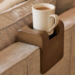 Lovesac Sactionals Angled Side Drink Holder: Dark Walnut